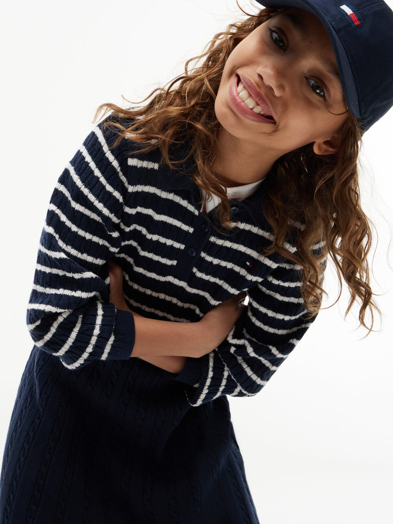 Kids Long-Sleeve Cable Sweater Dress