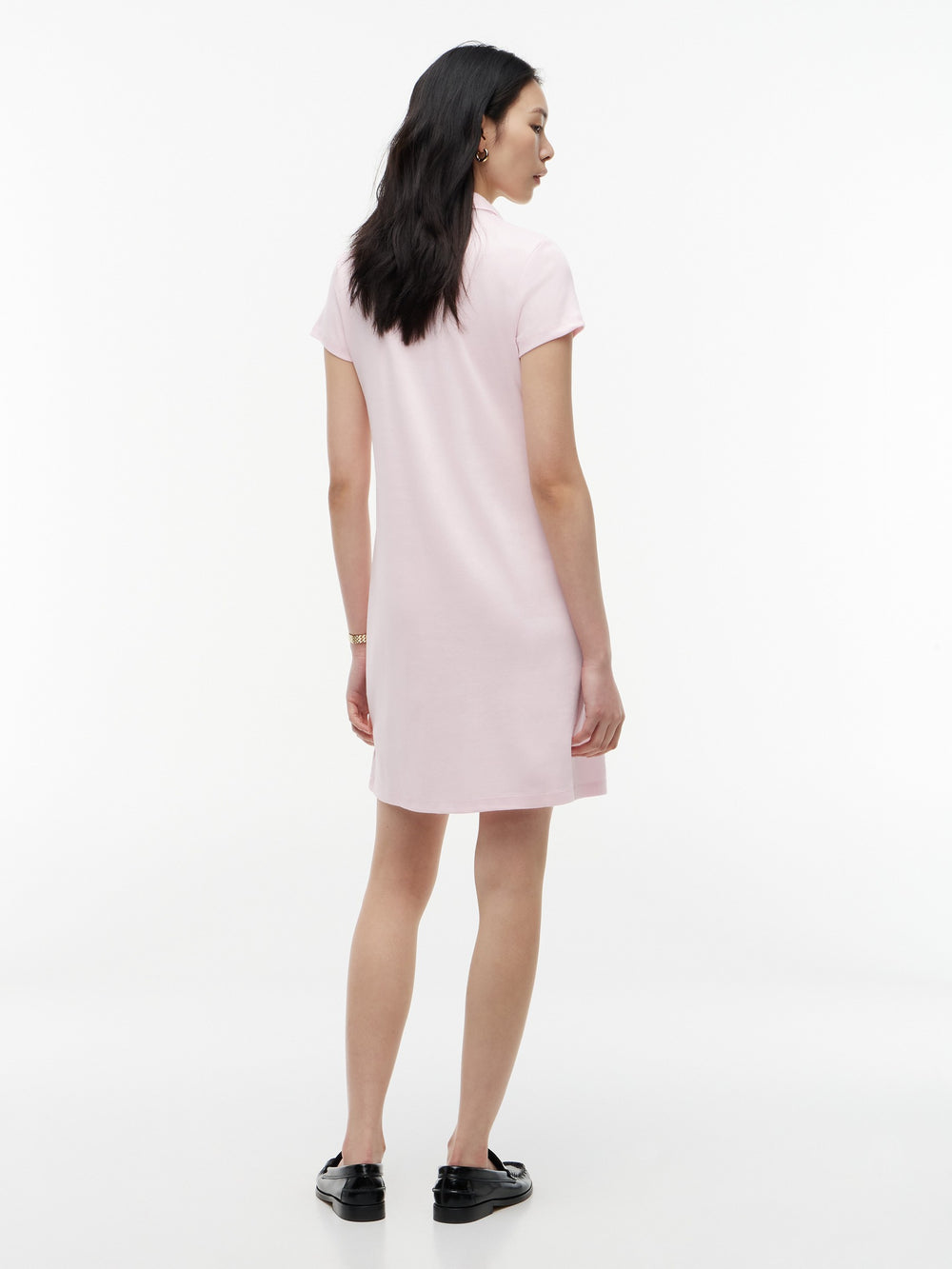 Half Sleeve Solid Fave Rib Bodycon Polo Dress