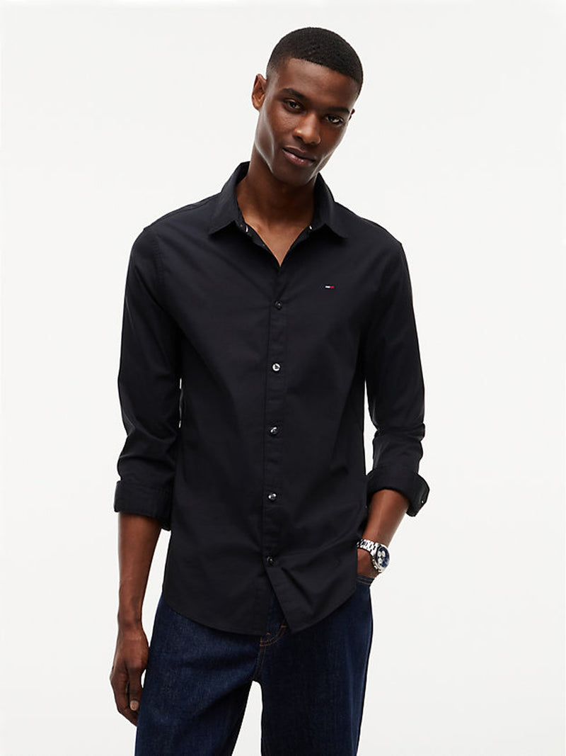 Slim Fit Solid Stretch Poplin Shirt