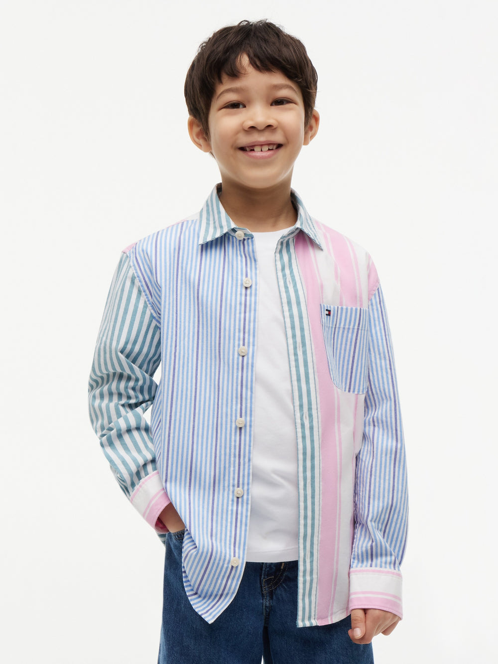Kids Stretch Color Block Shirt
