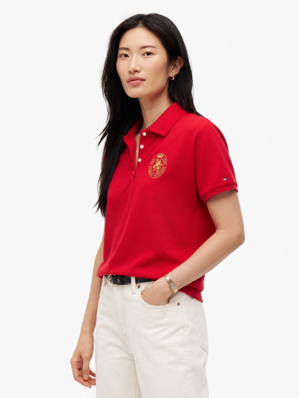 Solid Relaxed Fit Half Sleeve Pique Polo