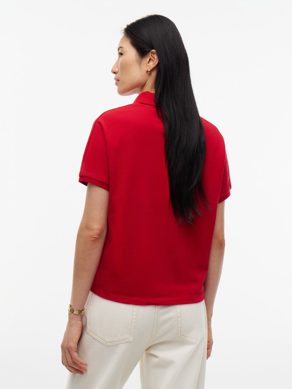 Solid Relaxed Fit Half Sleeve Pique Polo