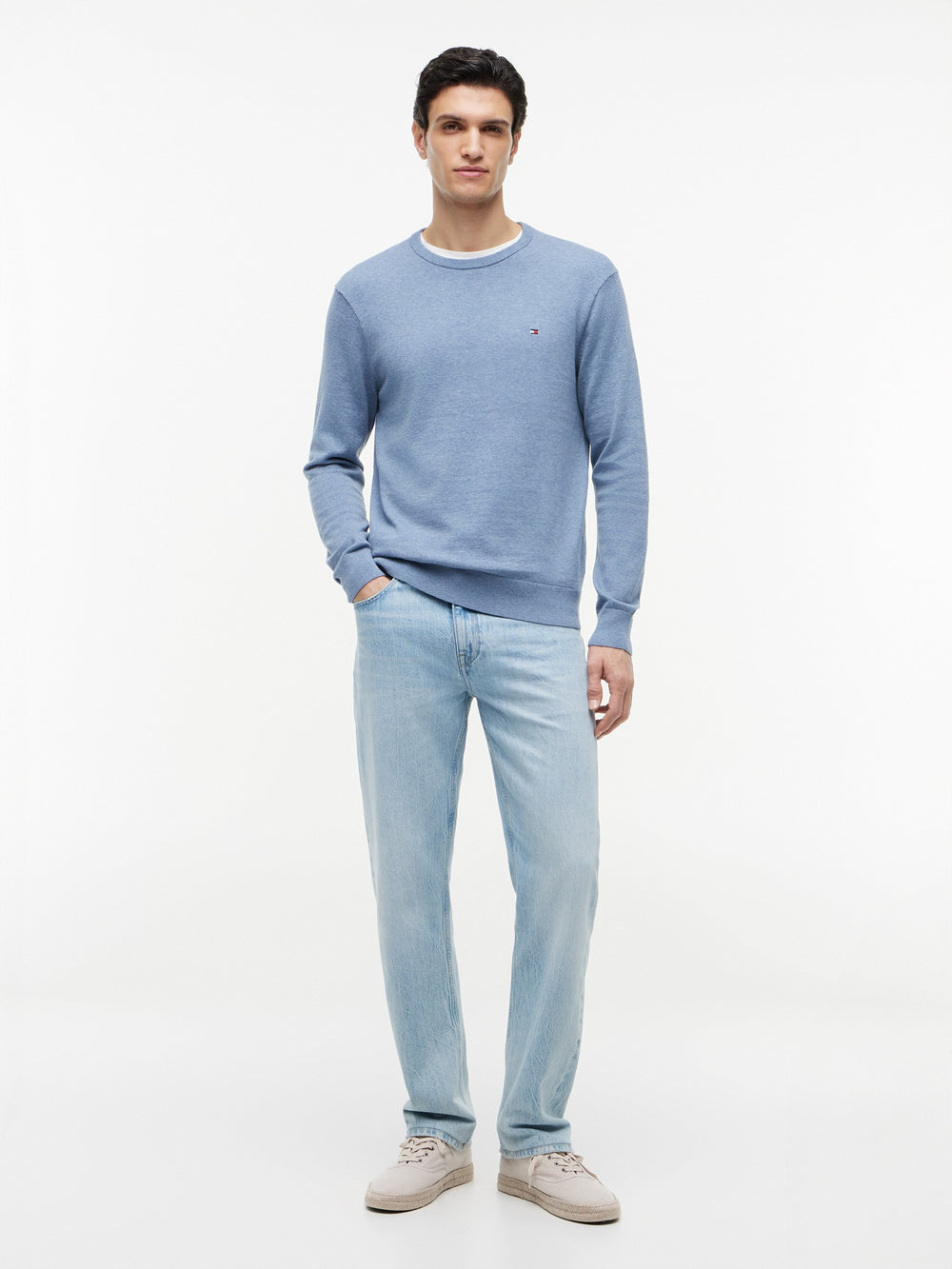Crew Neck Solid Pullover