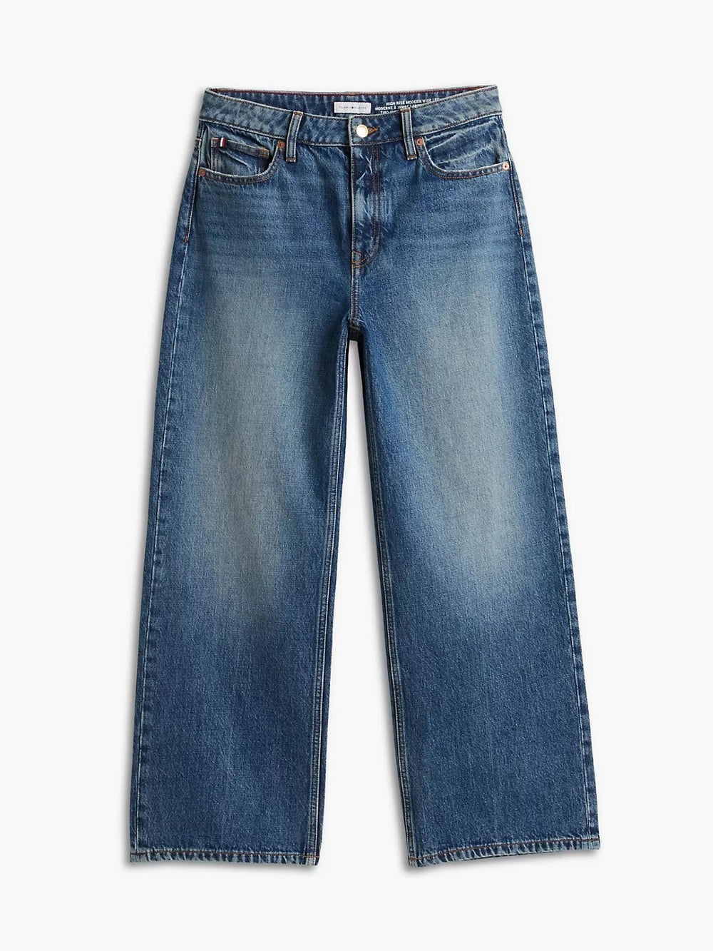 Women Mid Rise Mid Wash Wide Jeans