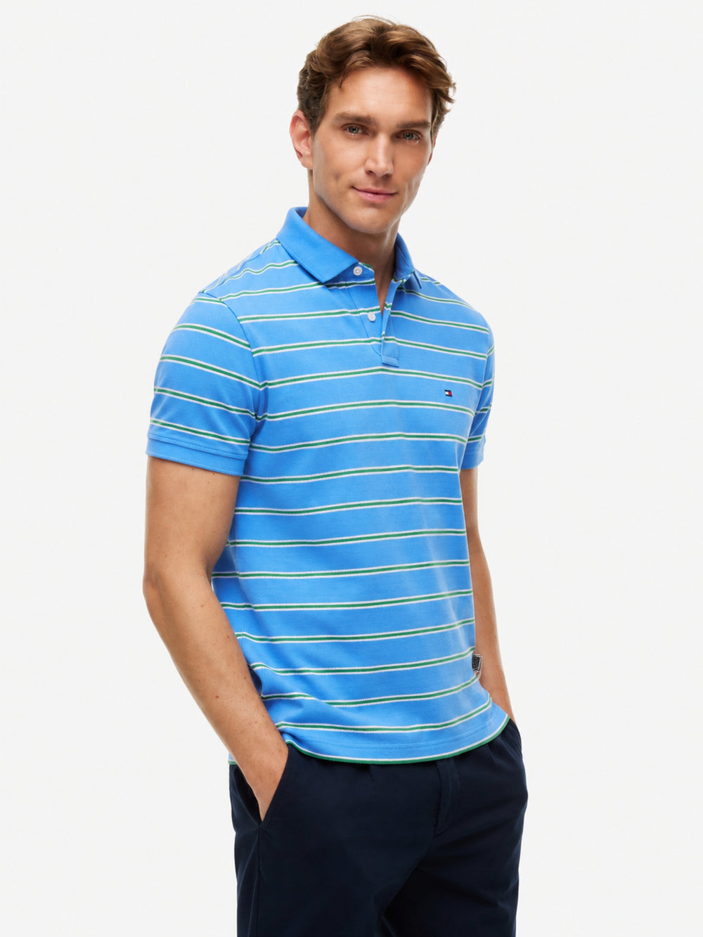 Regular Fit Striped Pique Polo