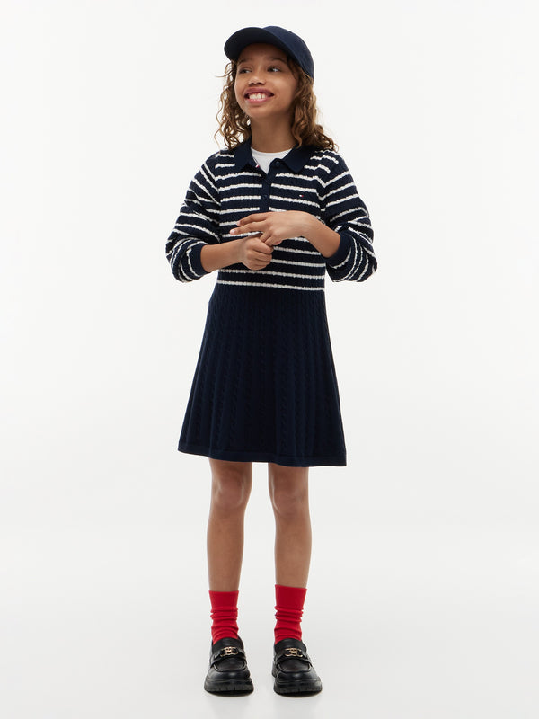 Kids Long-Sleeve Cable Sweater Dress