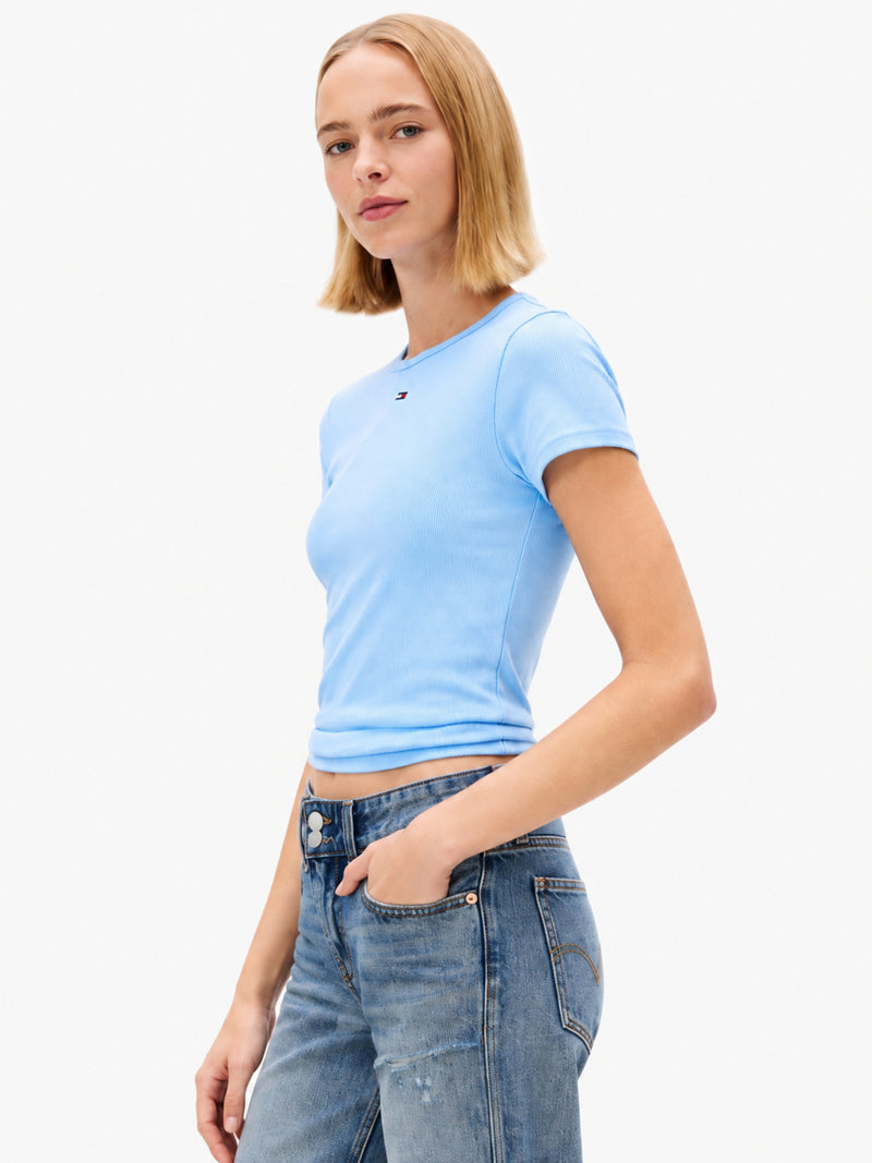 Stripe Slim Fit Half Sleeve Ribbed T-Shirt