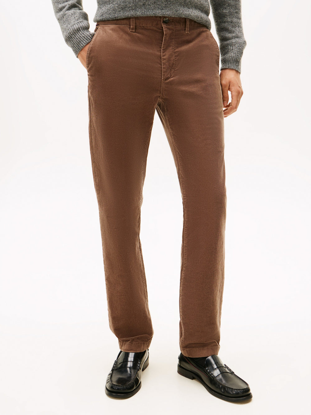 Men Slim Straight Fit Corduroy Trouser