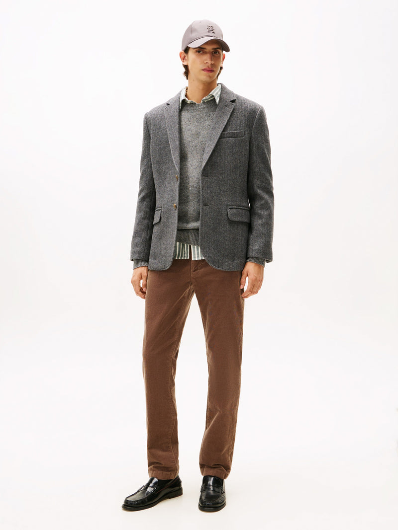 Men Slim Straight Fit Corduroy Trouser