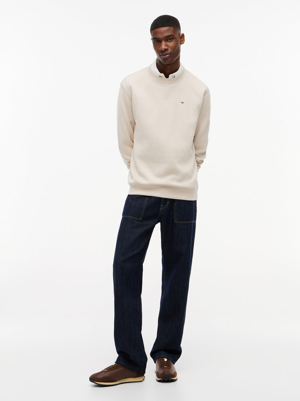 Regular Fit Brushed Fleece Crew Neck Sweatshirt