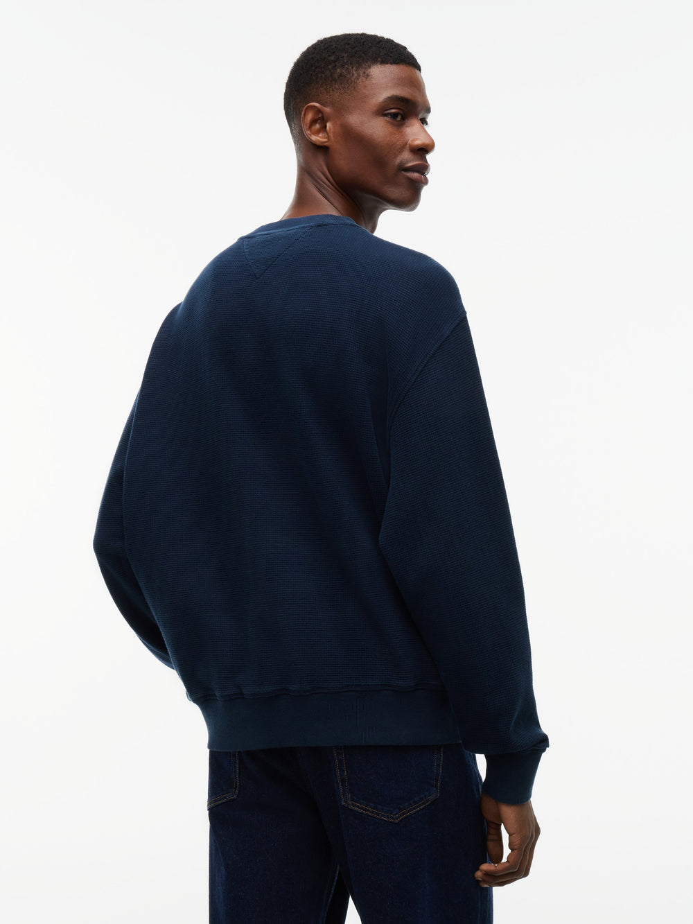 Relaxed Fit Waffle Crew Neck Sweatshirt