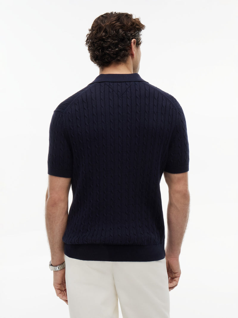 Regular Fit Solid Cable Knit Polo