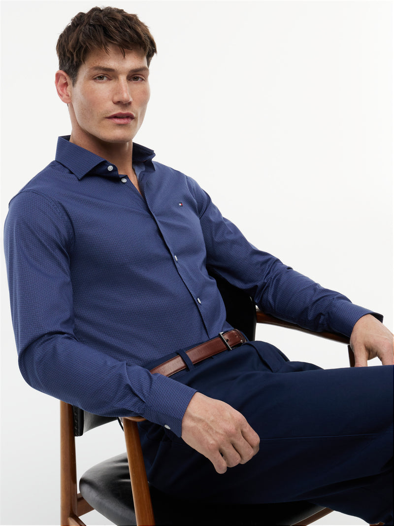 Slim Fit Print Poplin Shirt