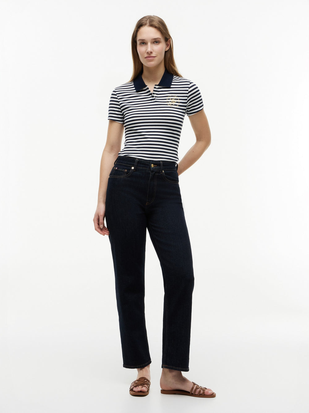 Stripe Slim Fit Half Sleeve Pique Polo