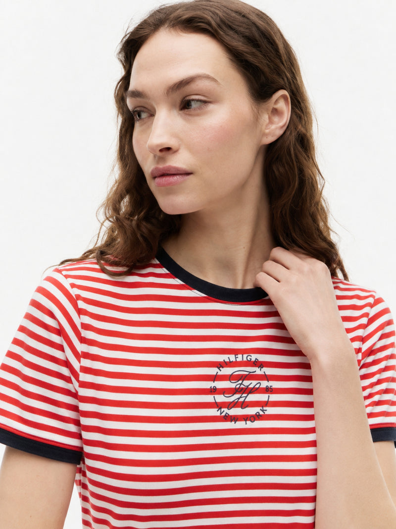 Stripe Regular Fit Half Sleeve Ribbed T-Shirt