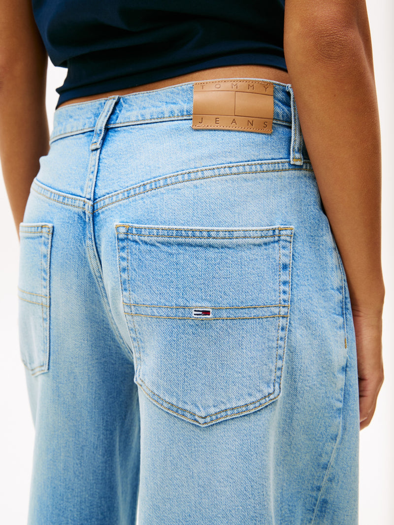 Women Mid Rise Light Wash Stretch Wide Jeans