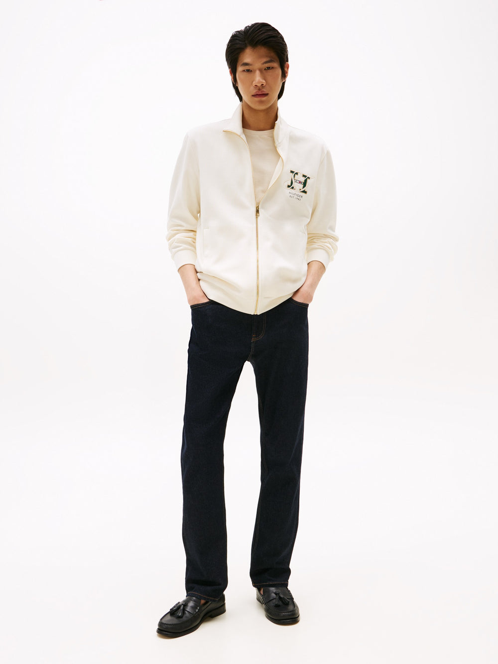 Regular Fit Zip Thru Interlock Sweater