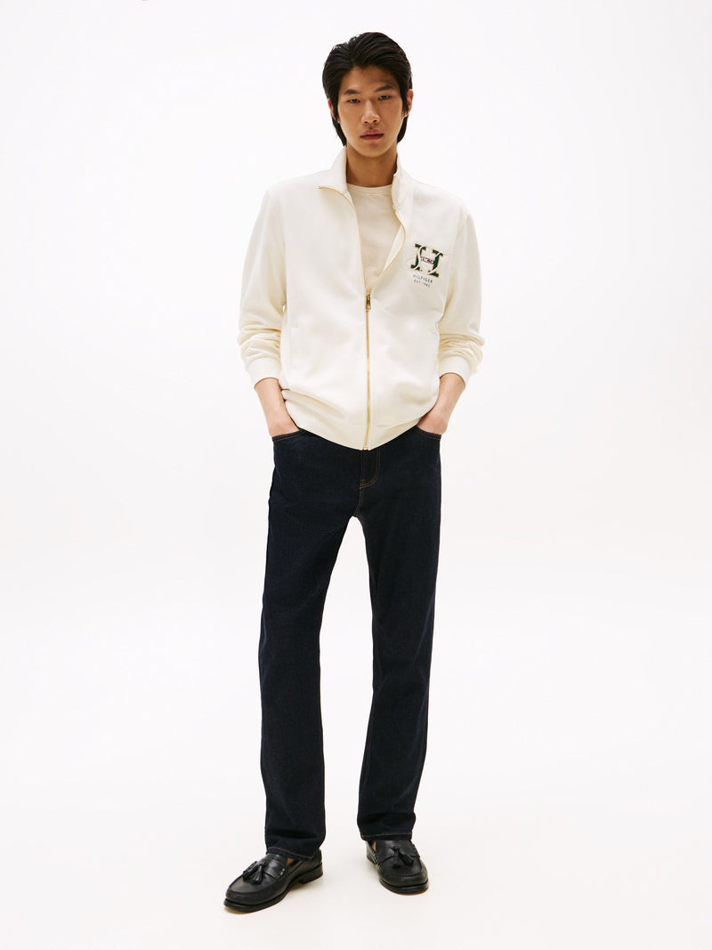 Regular Fit Zip Thru Interlock Sweater
