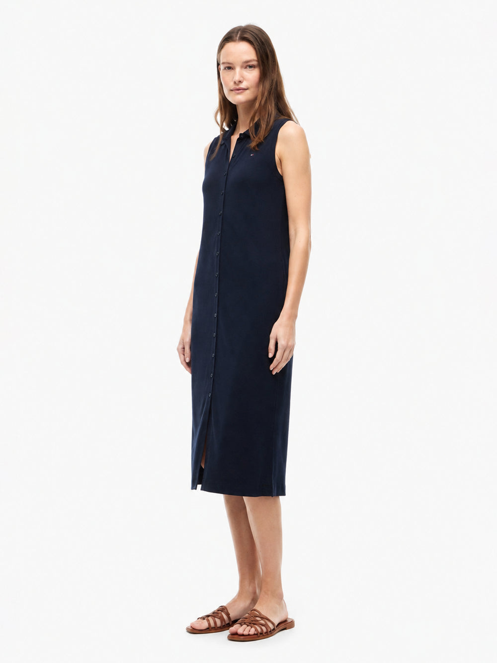 Full Sleeve Solid Viscose Blend Bodycon Polo Dress