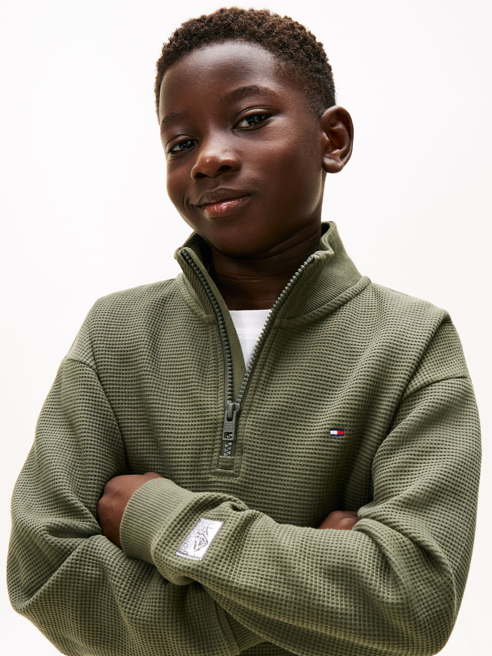 Kids Waffle Quarter-Zip Sweatshirt