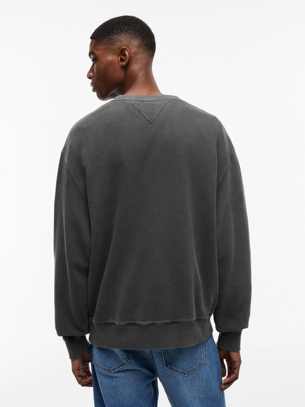 Relaxed Fit Waffle Crew Neck Sweatshirt