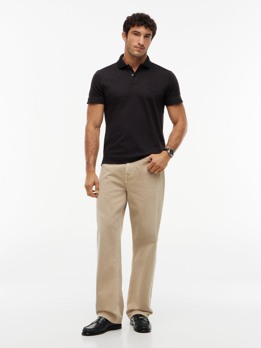 Regular Fit Interlock Polo With Embossed Logo