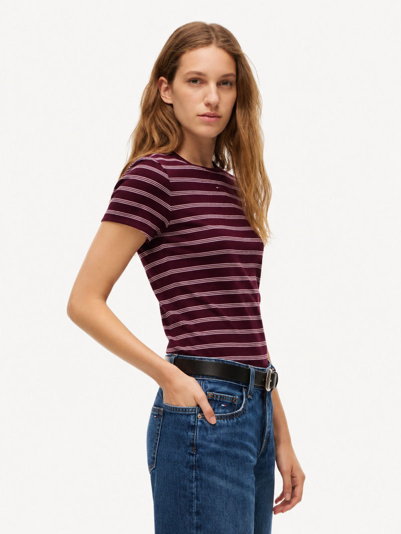 Stripe Slim Fit Half Sleeve Ribbed T-Shirt