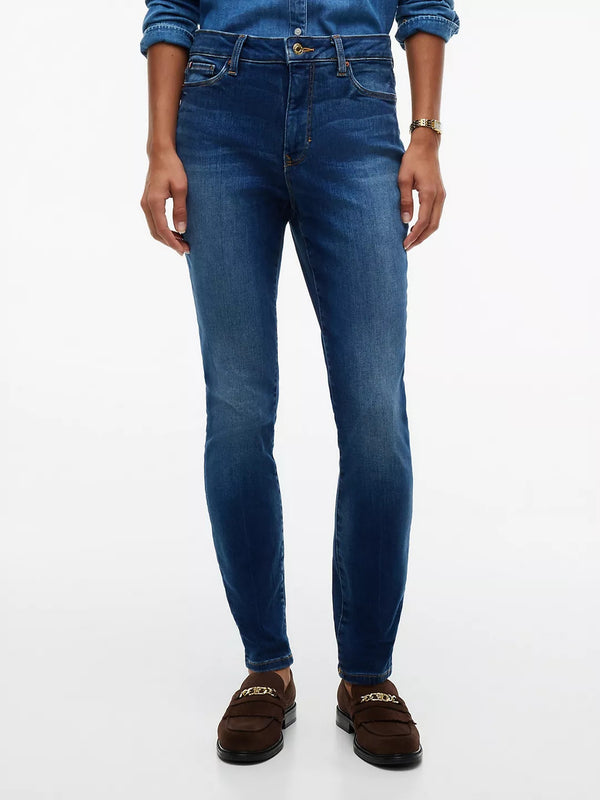 Women Mid Rise Dark Wash Stretch Skinny Jeans