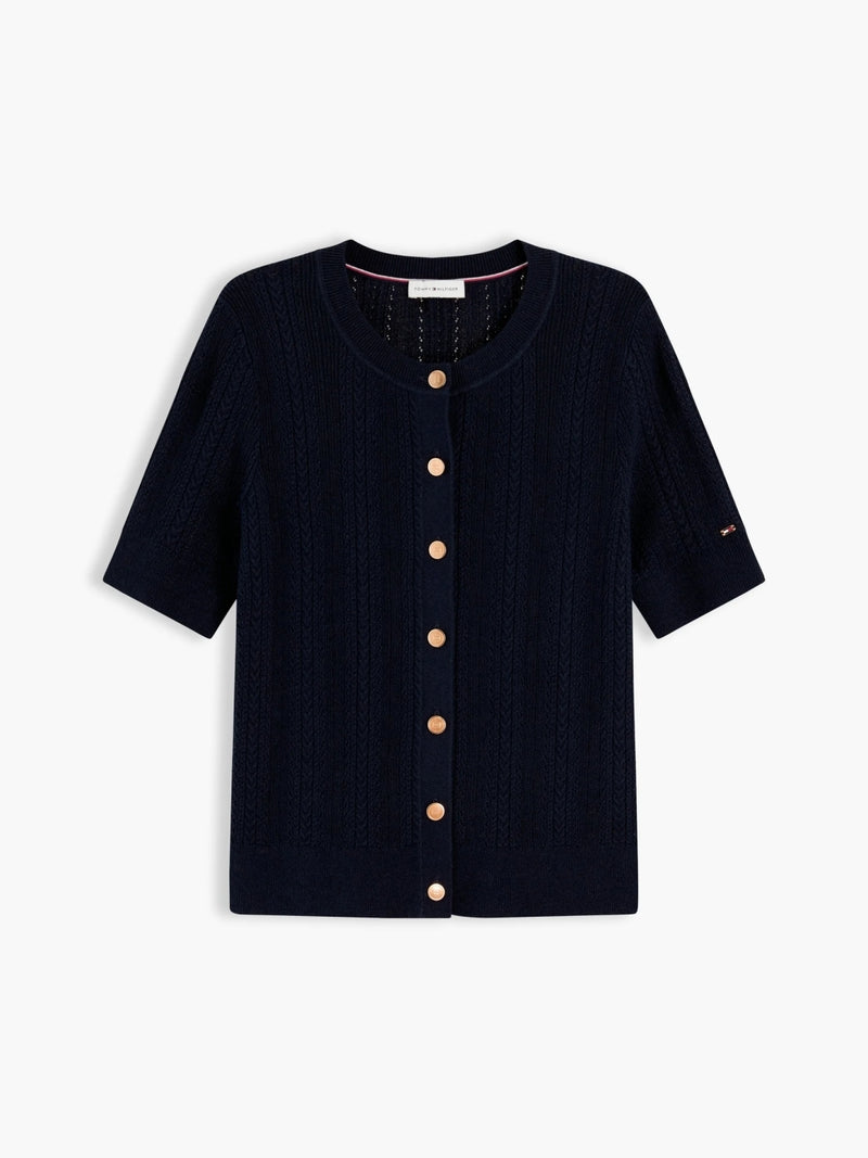 Texture Round Neck Cardigan
