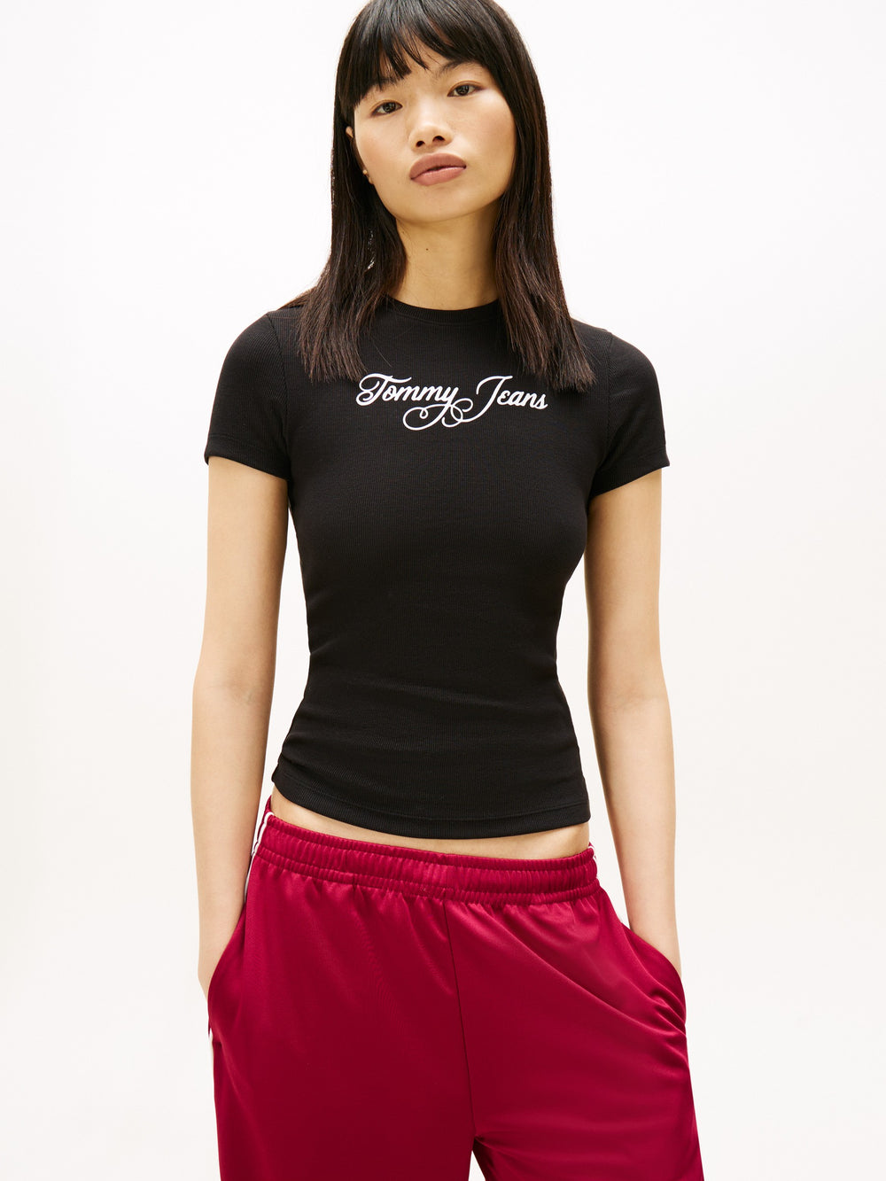 Solid Slim Fit Half Sleeve Ribbed T-Shirt