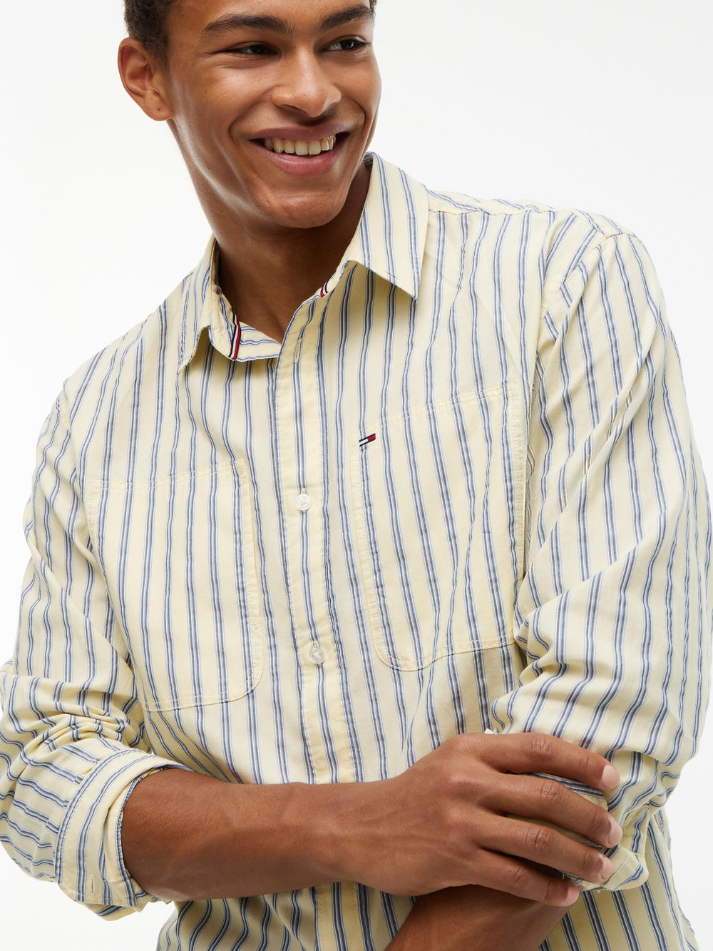 Boxy Fit Stripe Textured Shirt