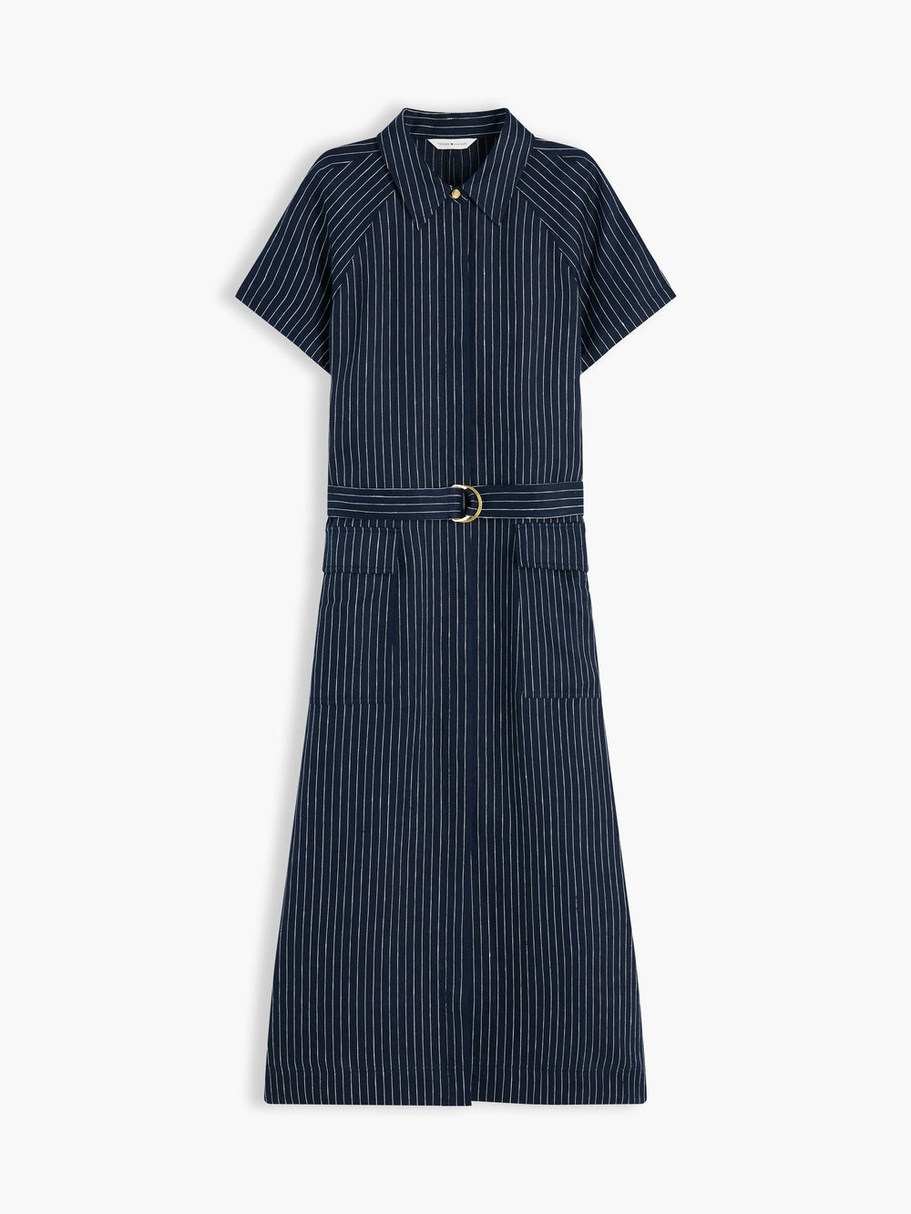 Half Sleeve Stripe Linen Fit and Flare Dress