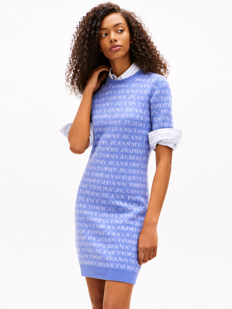 Short Sleeve Aop Sweater Bodycon Dress
