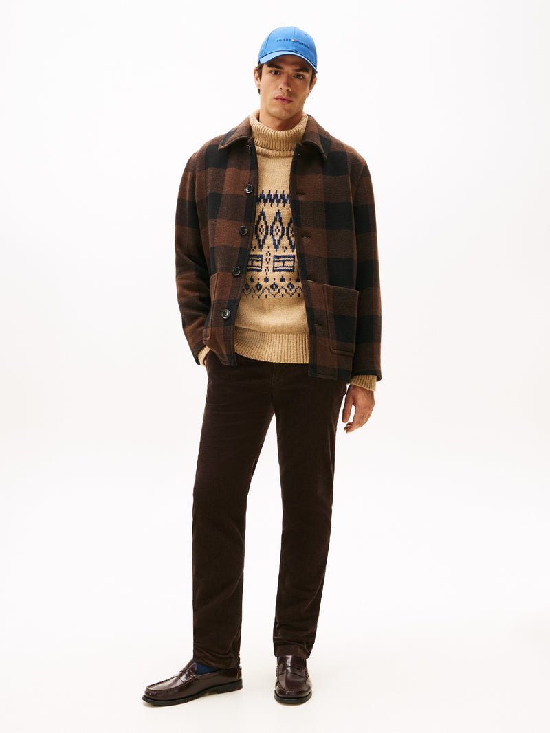 Men Slim Straight Fit Corduroy Trouser