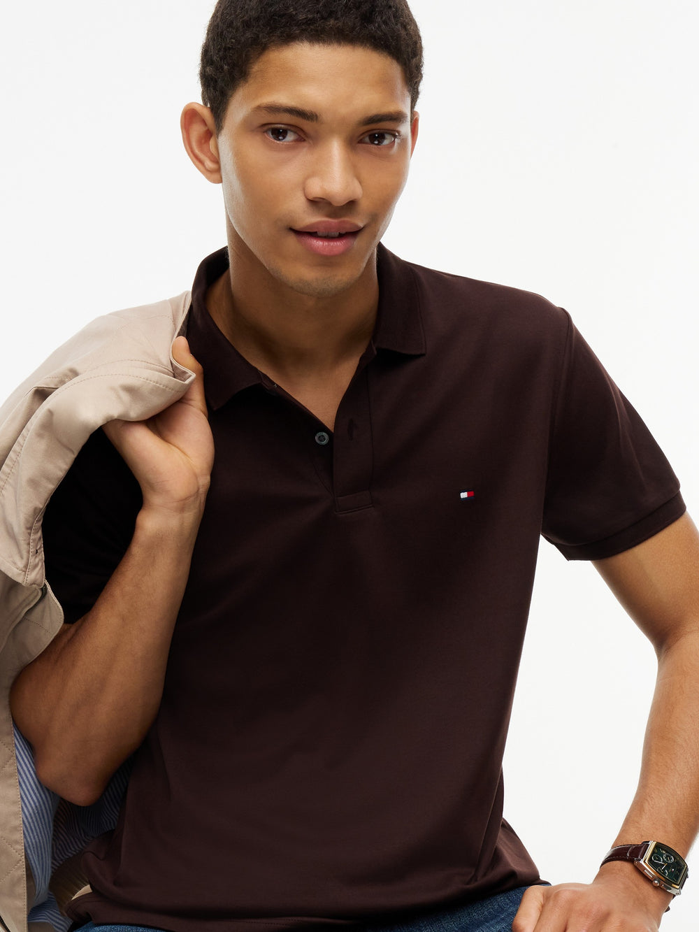 Regular Fit Solid Liquid Cotton Polo
