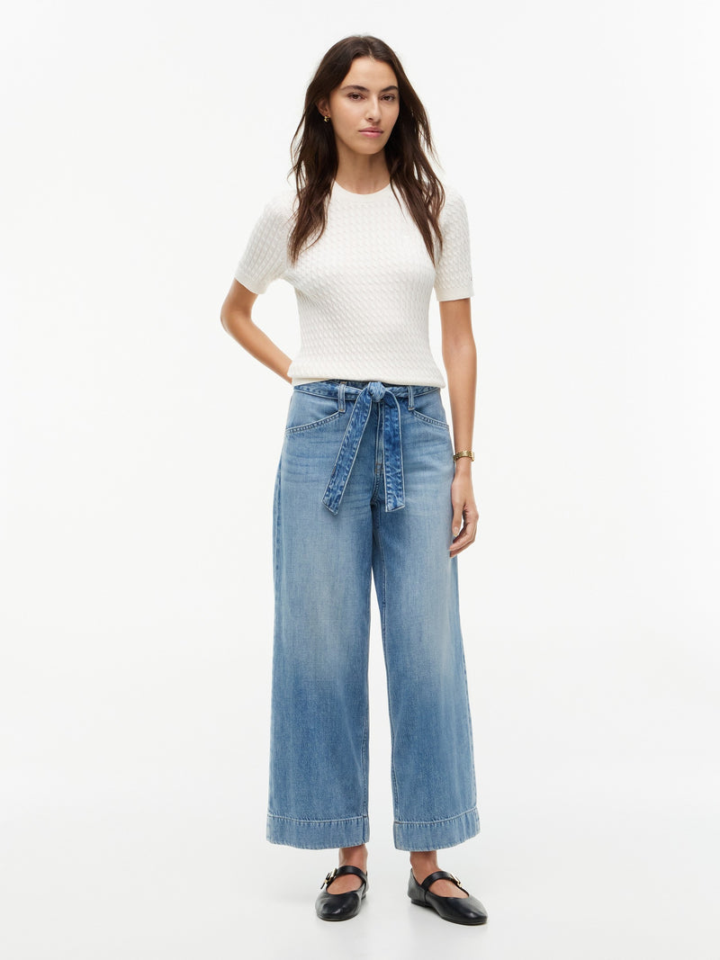 High Rise Light Wash Wide Jeans