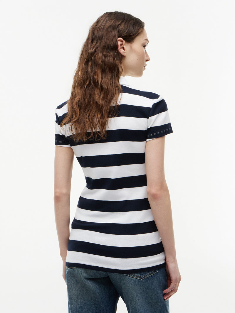 Stripe Slim Fit Half Sleeve Ribbed Polo