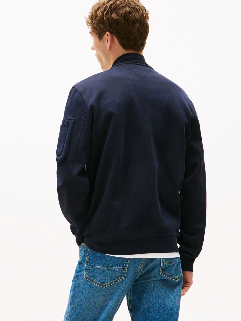 Regular Fit Zip Thru Interlock Sweater