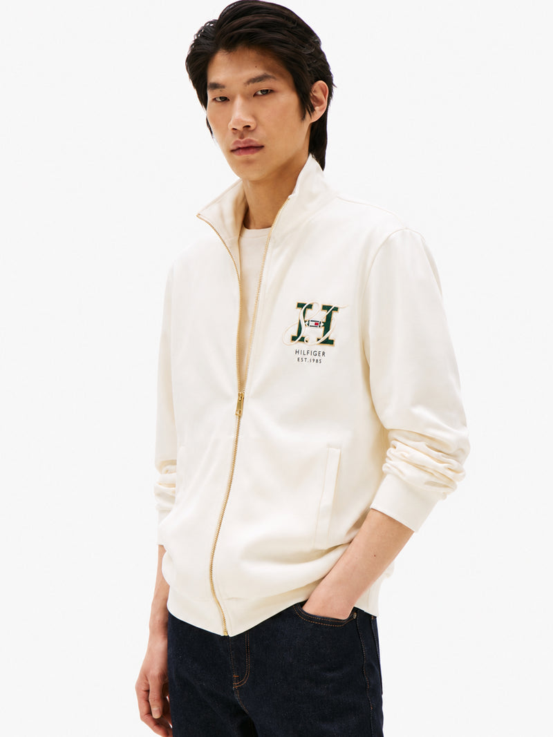 Regular Fit Zip Thru Interlock Sweater