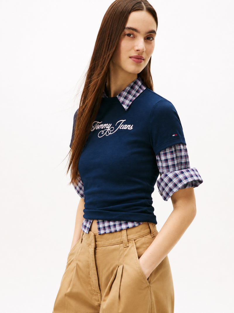 Solid Slim Fit Half Sleeve Ribbed T-Shirt
