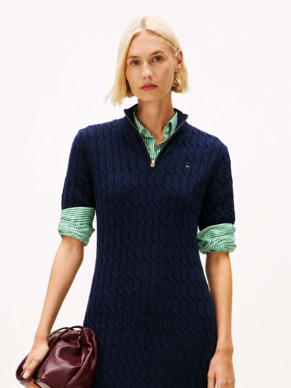 Half Sleeve Solid Cotton Shift Dress