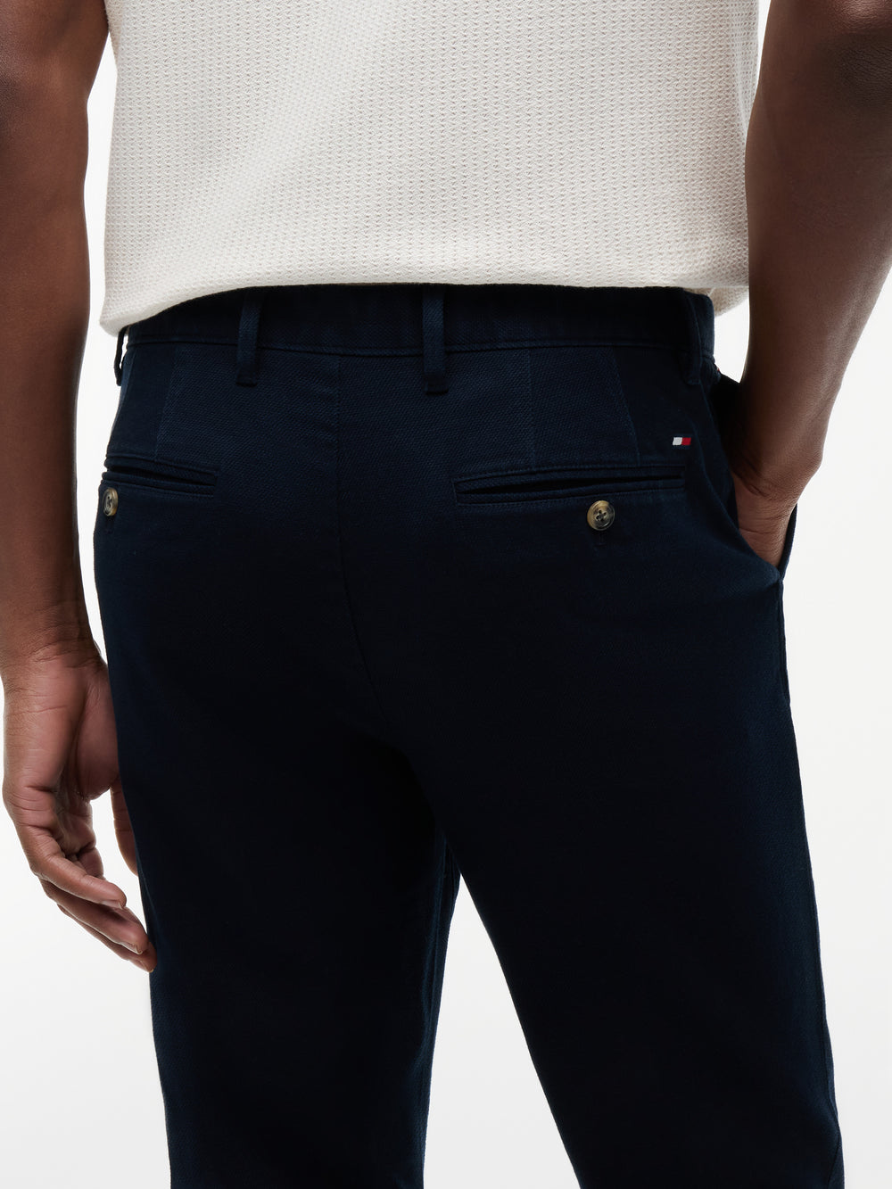 Men Denton Slim Straight Fit Structured Cotton Trouser