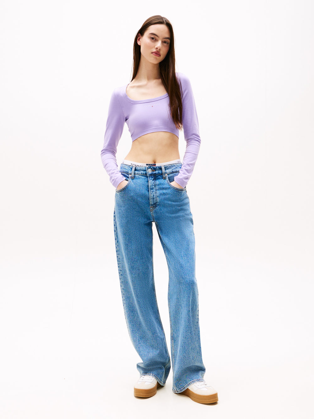 Solid Cropped Fit Full Sleeve Cotton Jersey T-Shirt