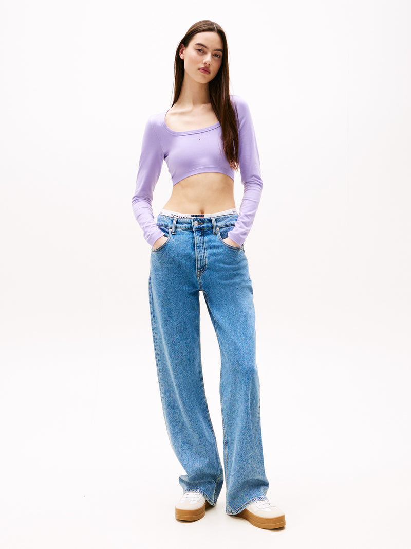 Solid Cropped Fit Full Sleeve Cotton Jersey T-Shirt