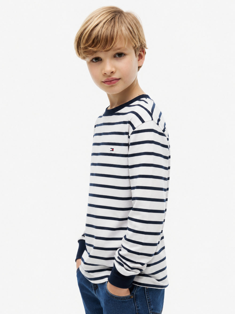 Kids Long-Sleeve Stripe Interlock T-Shirt