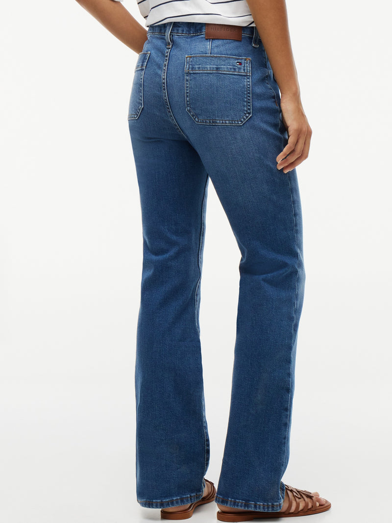 Mid Rise Mid Wash Stretch Bootcut Jeans