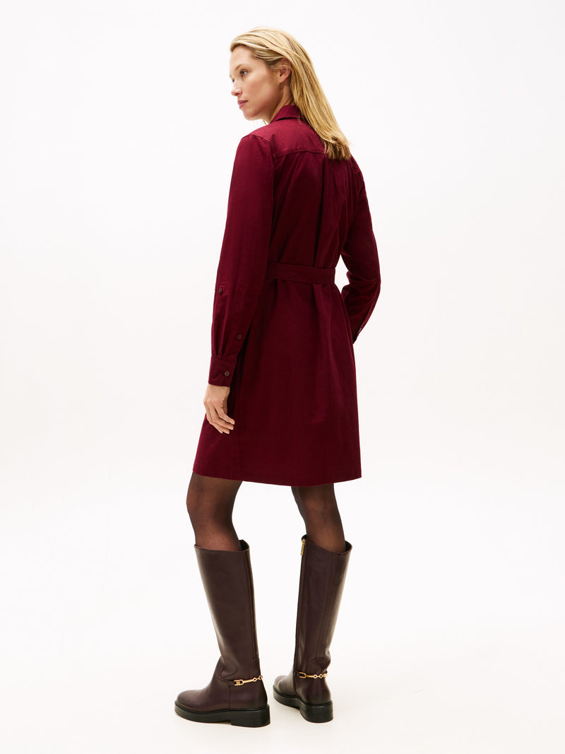 Full Sleeve Solid Cotton Blend Shirt Dress