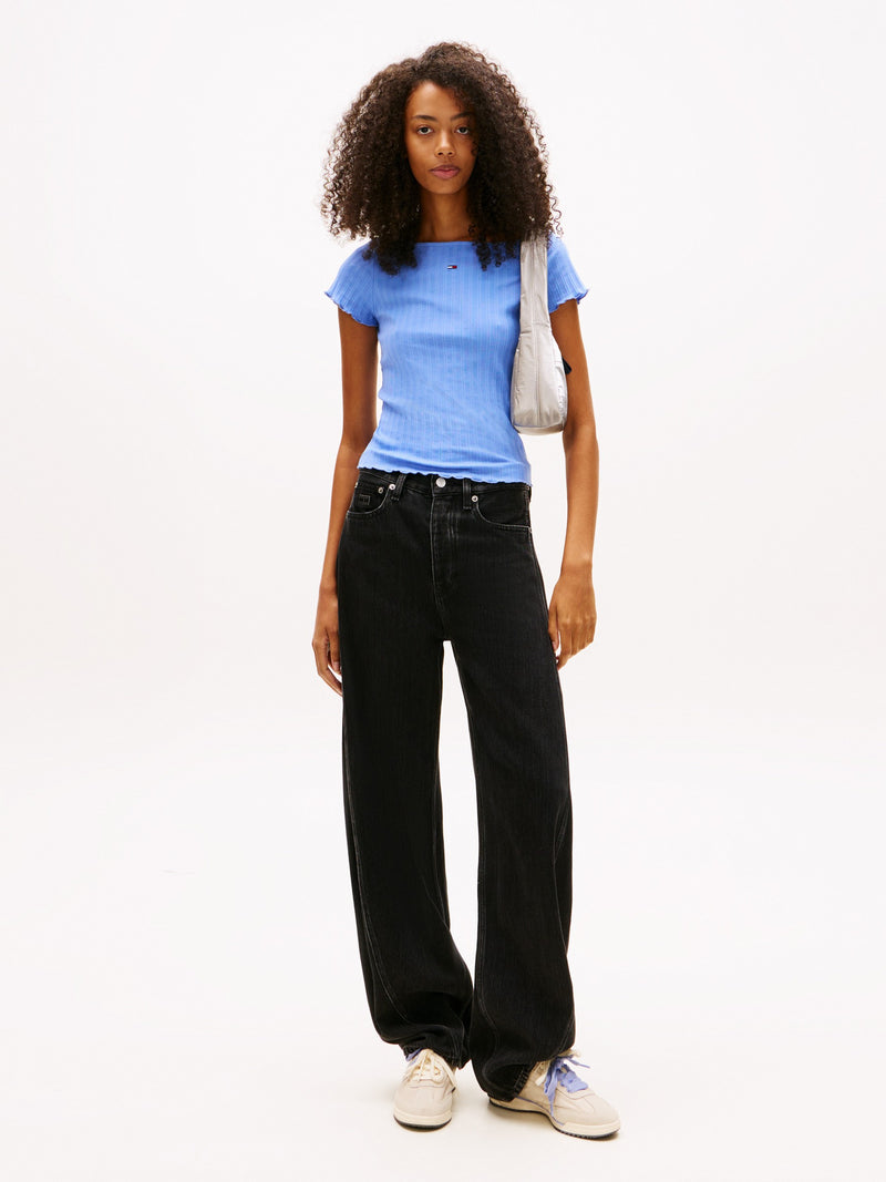 Solid Slim Fit Half Sleeve Ribbed T-Shirt