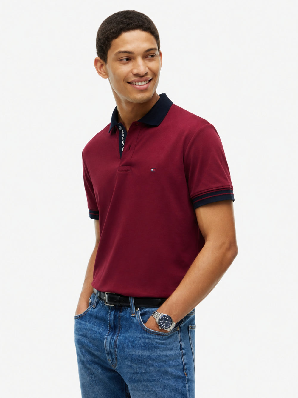 Regular Fit Contrast Collar Interlock Polo