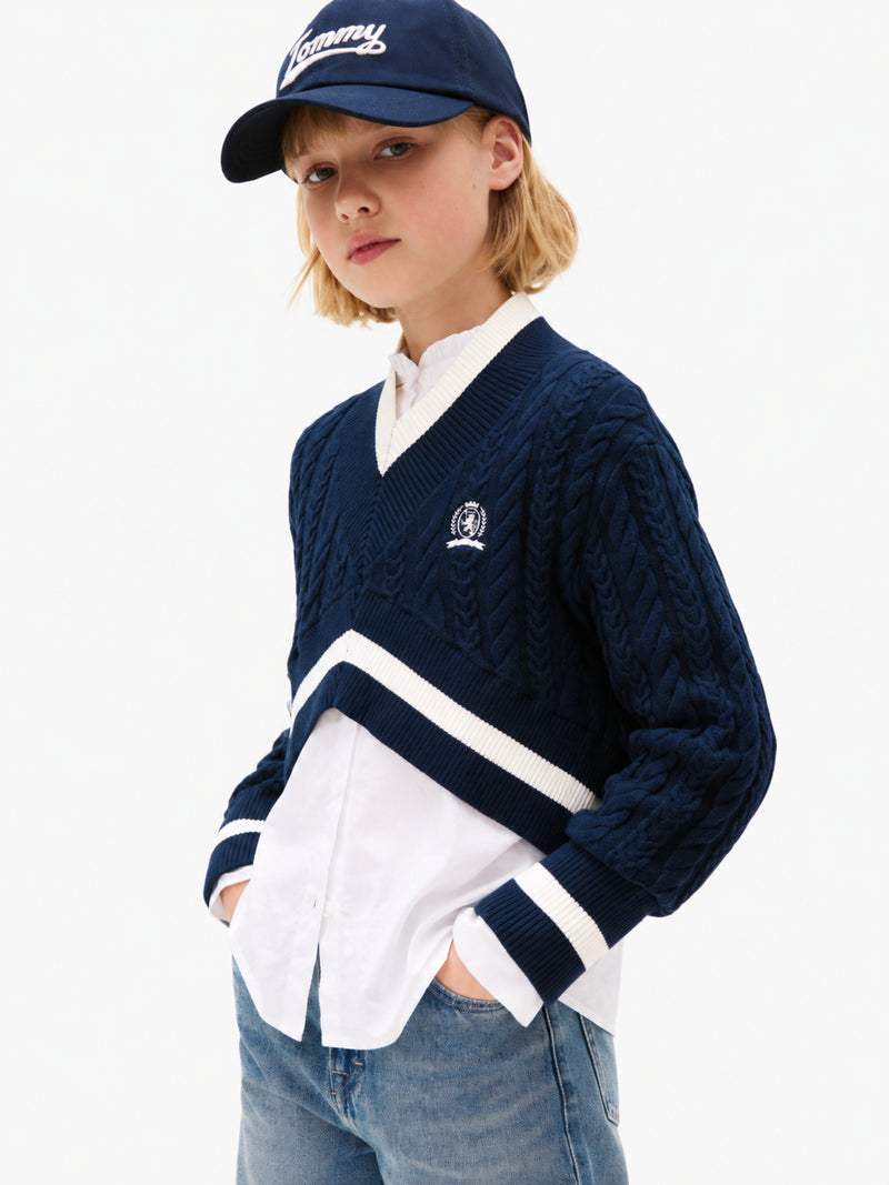 Kids Cable Knit Cropped Sweater
